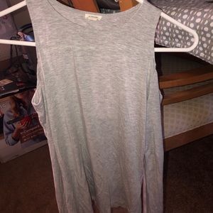 grey tight open shoulder long sleeve